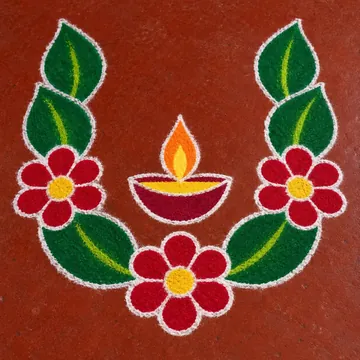 डिज़ाइन 003 ‘फूल और पत्तियाँ’ का रंगीन चित्र