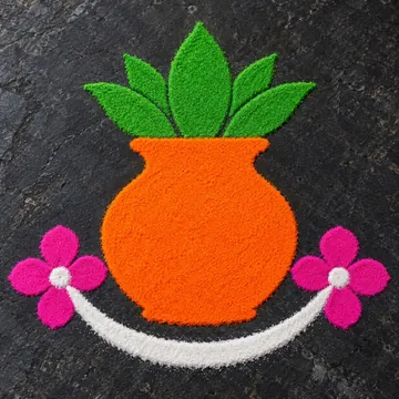 डिज़ाइन 031 ‘कलश और फूल’ का रंगीन चित्र